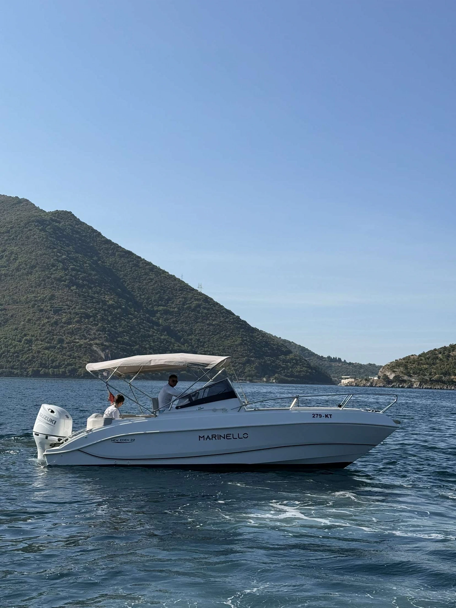 Cone Boat Tours speedboat cruising the Bay of Kotor